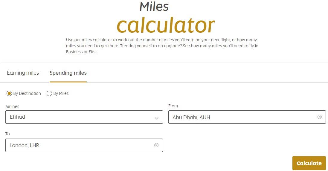 Etihad guest miles spend miles calculator