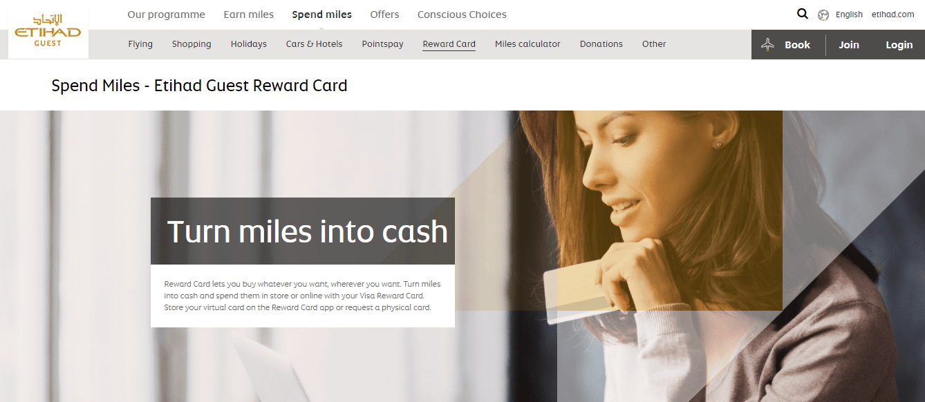 Etihad guest miles to cash login page